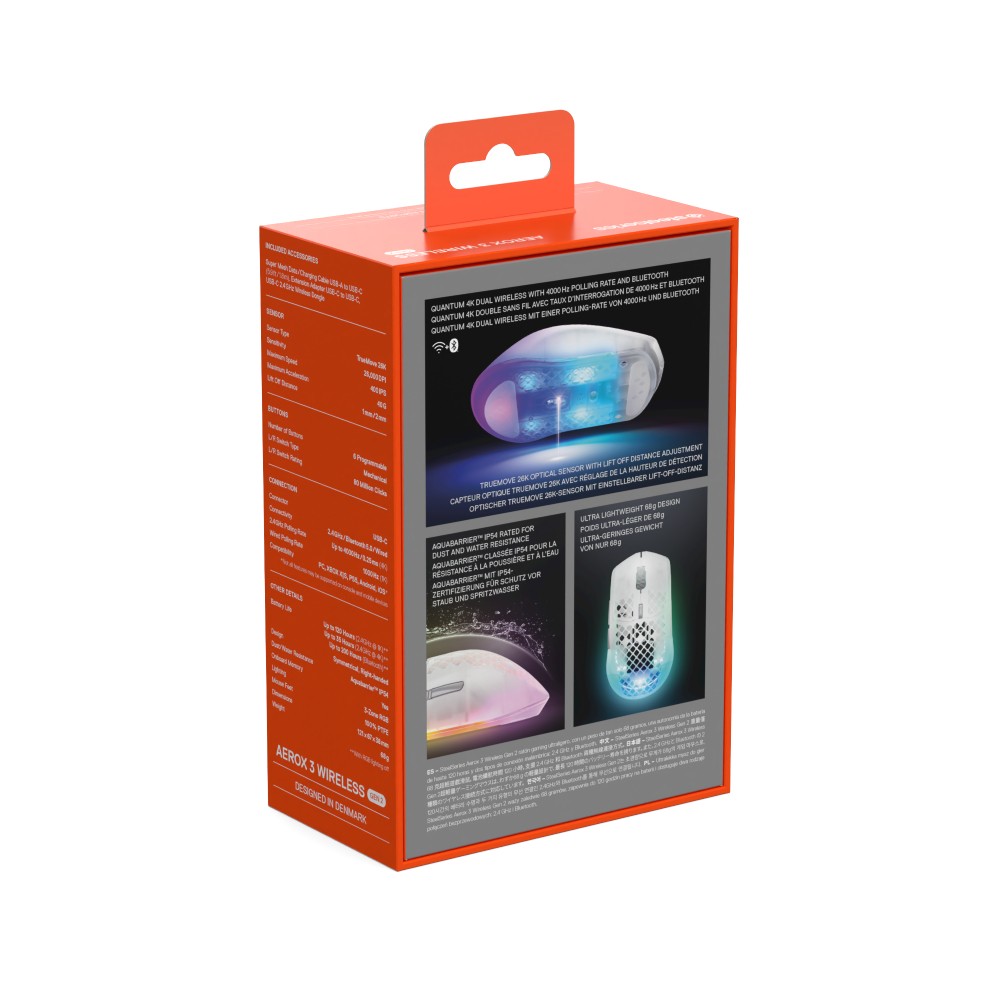เมาส์เกมมิ่ง SteelSeries Aerox 3 Wireless Gen 2 - Ghost