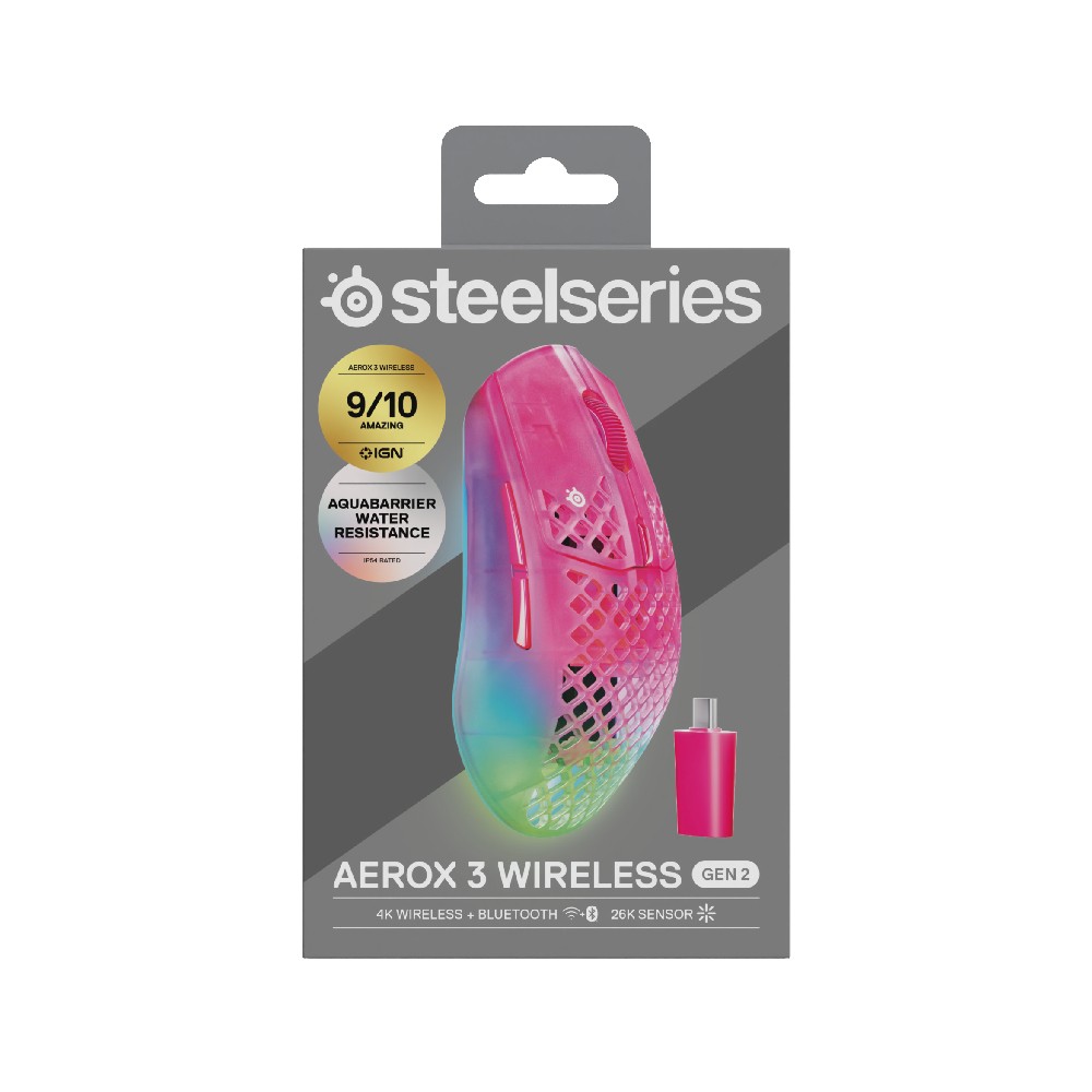 เมาส์เกมมิ่ง SteelSeries Aerox 3 Wireless Gen 2 - MagentaHaze