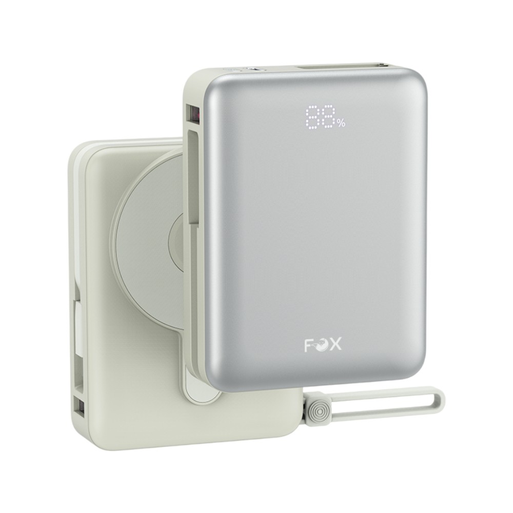 พาวเวอร์แบงค์ FOX Mini 3-in-1 Built-in USB-C & Lightning Cables UP2001 Silver (CCC)