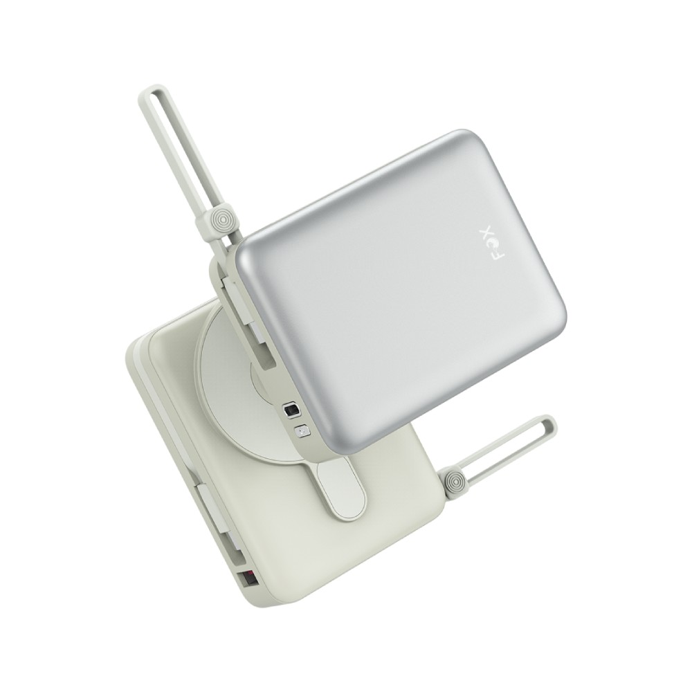 พาวเวอร์แบงค์ FOX Mini 3-in-1 Built-in USB-C & Lightning Cables UP2001 Silver (CCC)