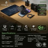 พาวเวอร์แบงค์ TITANV CubeMag 10000 mAh with built-in Cables 45W Wireless Qi2.2 25W Black (CCC)
