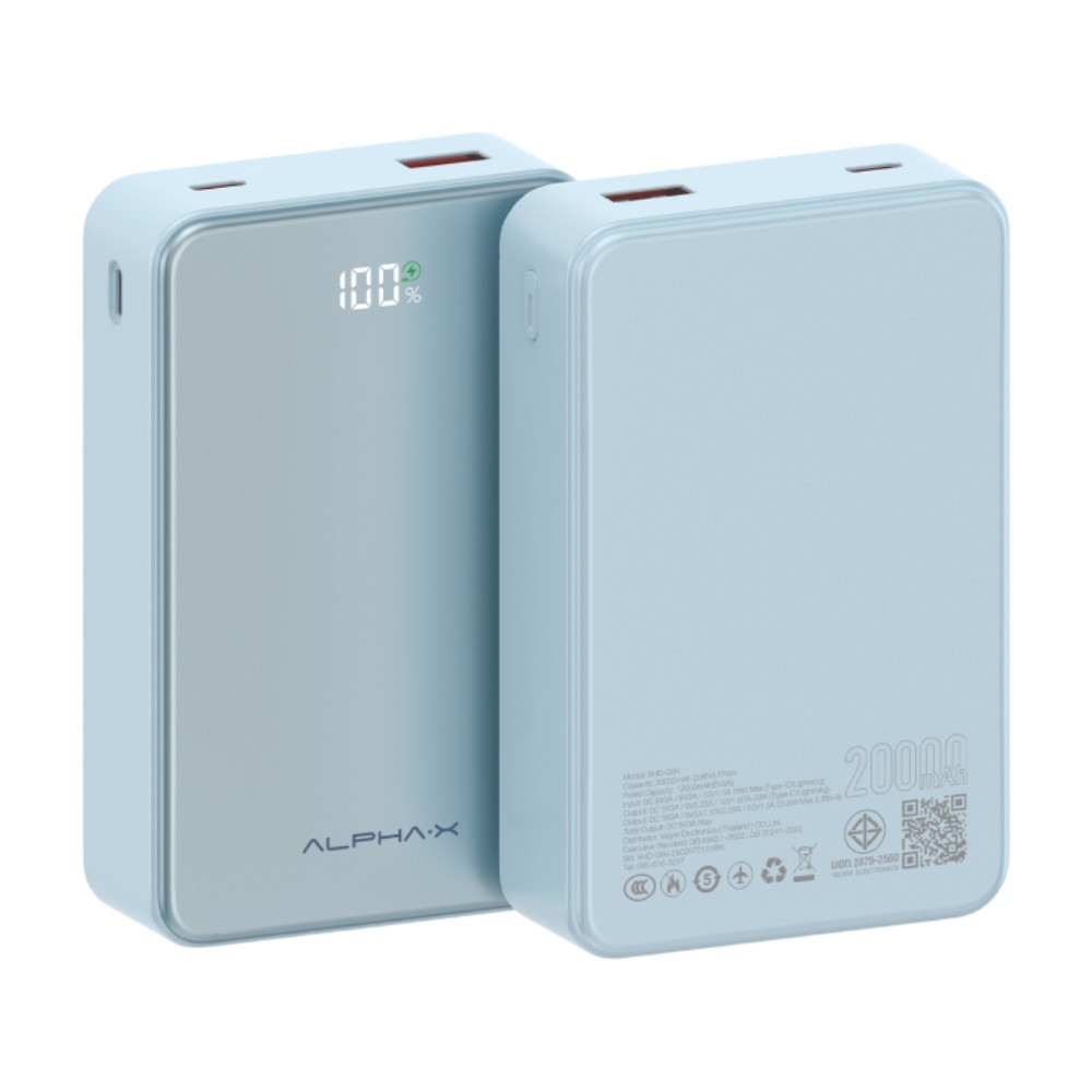 พาวเวอร์แบงค์ ALPHA 20000 mAh ALP20-12PD XHD-G84 Light Blue CCC
