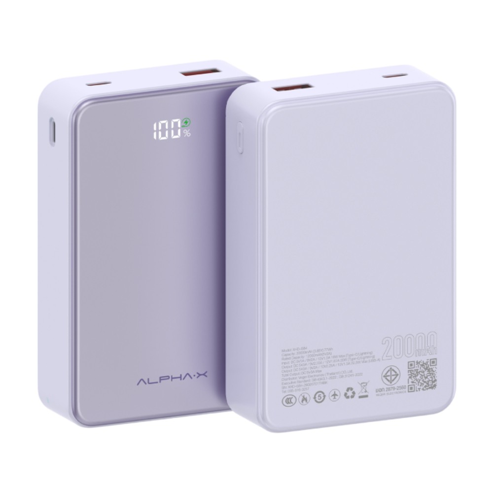 พาวเวอร์แบงค์ ALPHA 20000 mAh ALP20-12PD XHD-G84 Purple CCC