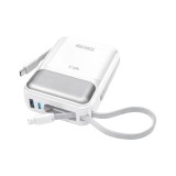 พาวเวอร์แบงค์ QPLUS 20000 mAh built-in Lightning/USB-C cable PD35W M52 (CCC) White