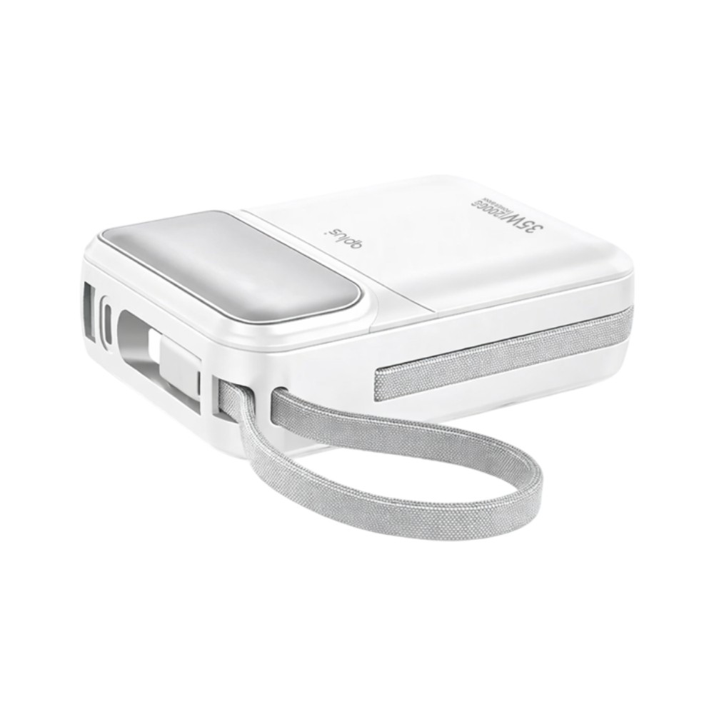 พาวเวอร์แบงค์ QPLUS 20000 mAh built-in Lightning/USB-C cable PD35W M52 (CCC) White