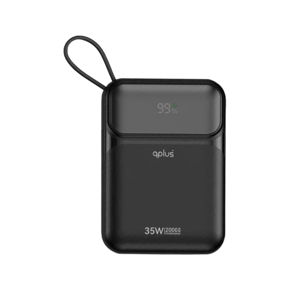 พาวเวอร์แบงค์ QPLUS 20000 mAh built-in Lightning/USB-C cable PD35W M52 (CCC) Black