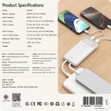 พาวเวอร์แบงค์ QPLUS 10000 mAh Built-In Cable USB-C/Lightning 22.5W PD UP1010 (CCC) White