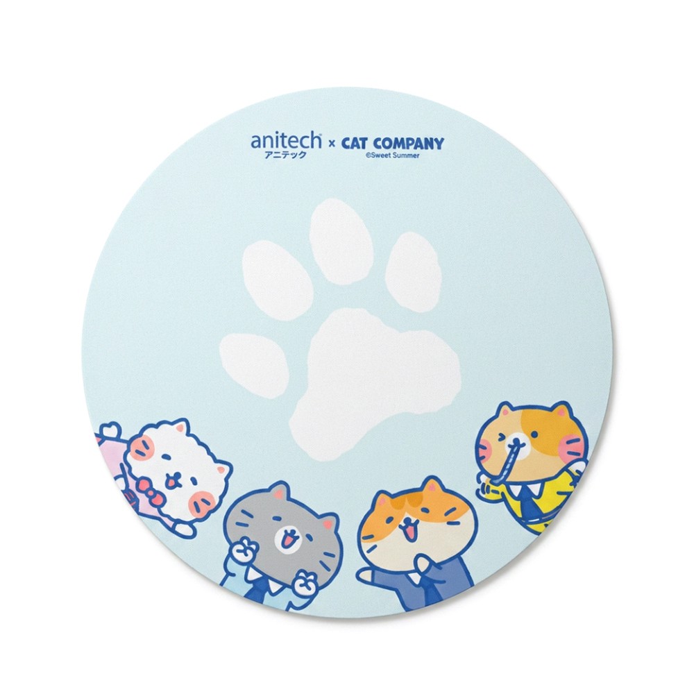 เมาส์ไร้สาย+แผ่นรองเมาส์ Anitech Cat Company (Cat-WMP01-BL) Blue