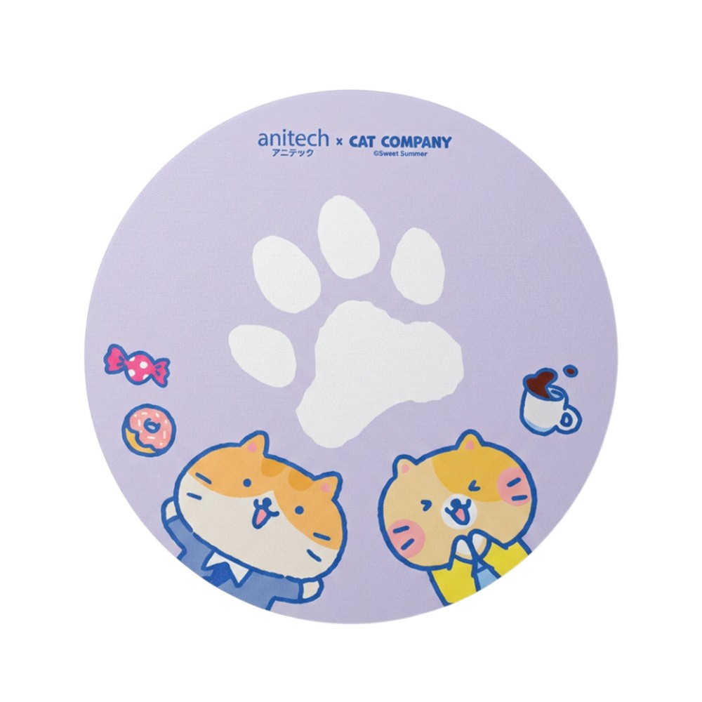 เมาส์ไร้สาย+แผ่นรองเมาส์ Anitech Cat Company (Cat-WMP01-PU) Purple