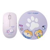 เมาส์ไร้สาย+แผ่นรองเมาส์ Anitech Cat Company (Cat-WMP01-PU) Purple
