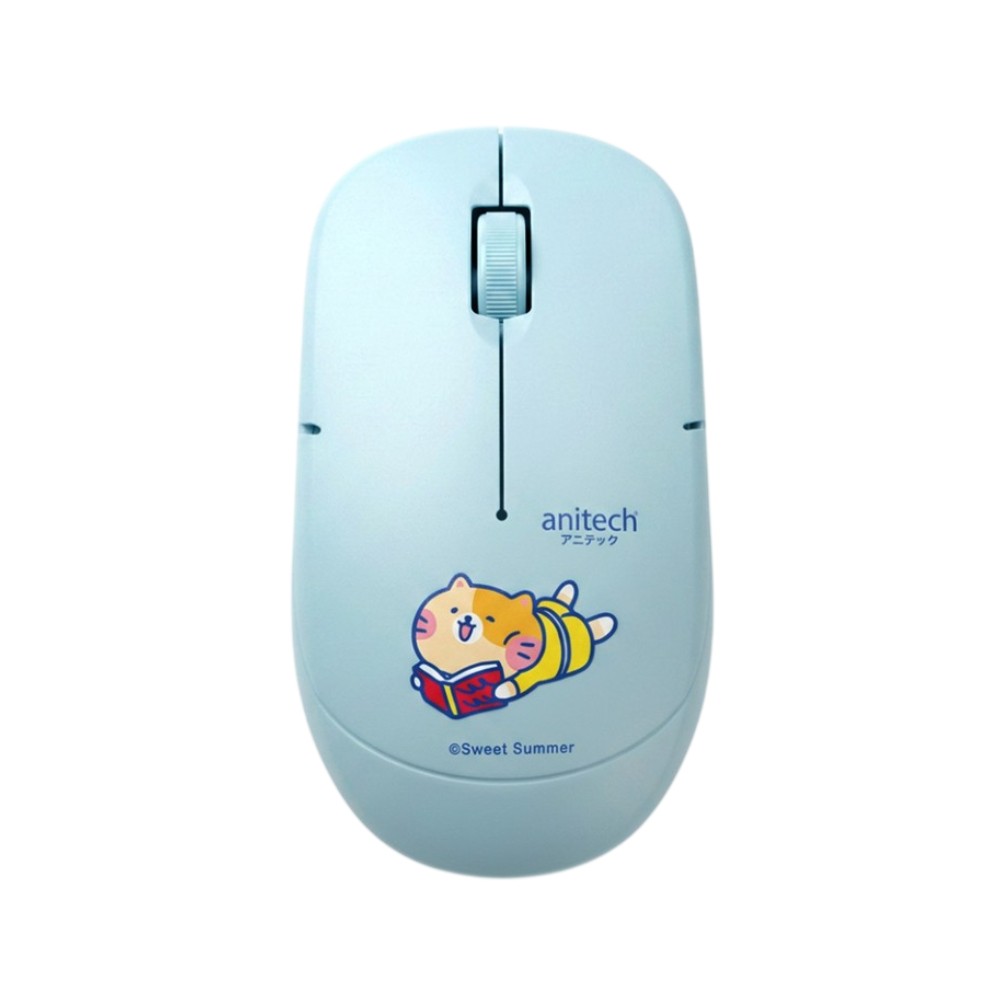 เมาส์ไร้สาย+แผ่นรองเมาส์ Anitech Cat Company (Cat-WMP01-BL) Blue