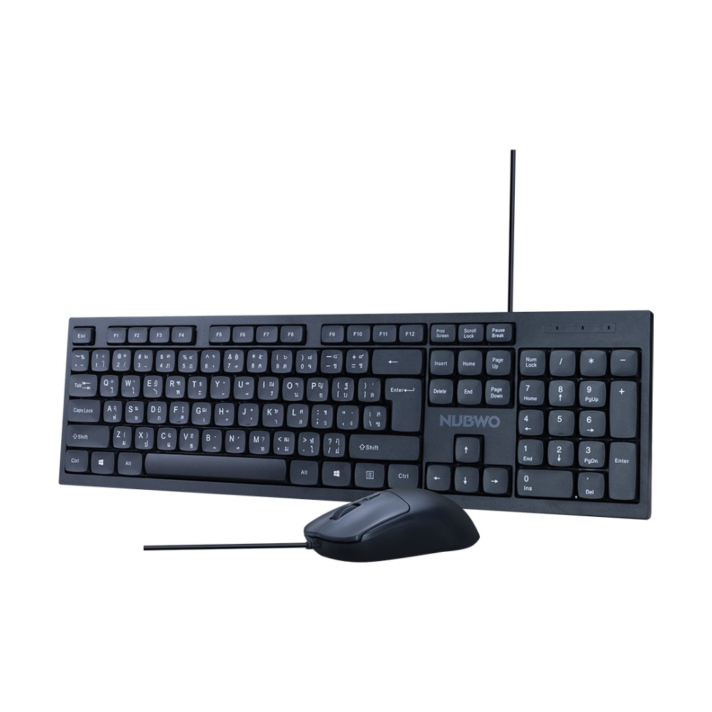 เมาส์และคีย์บอร์ด NUBWO Wired Combo Set NKM646 (TH/EN) Black