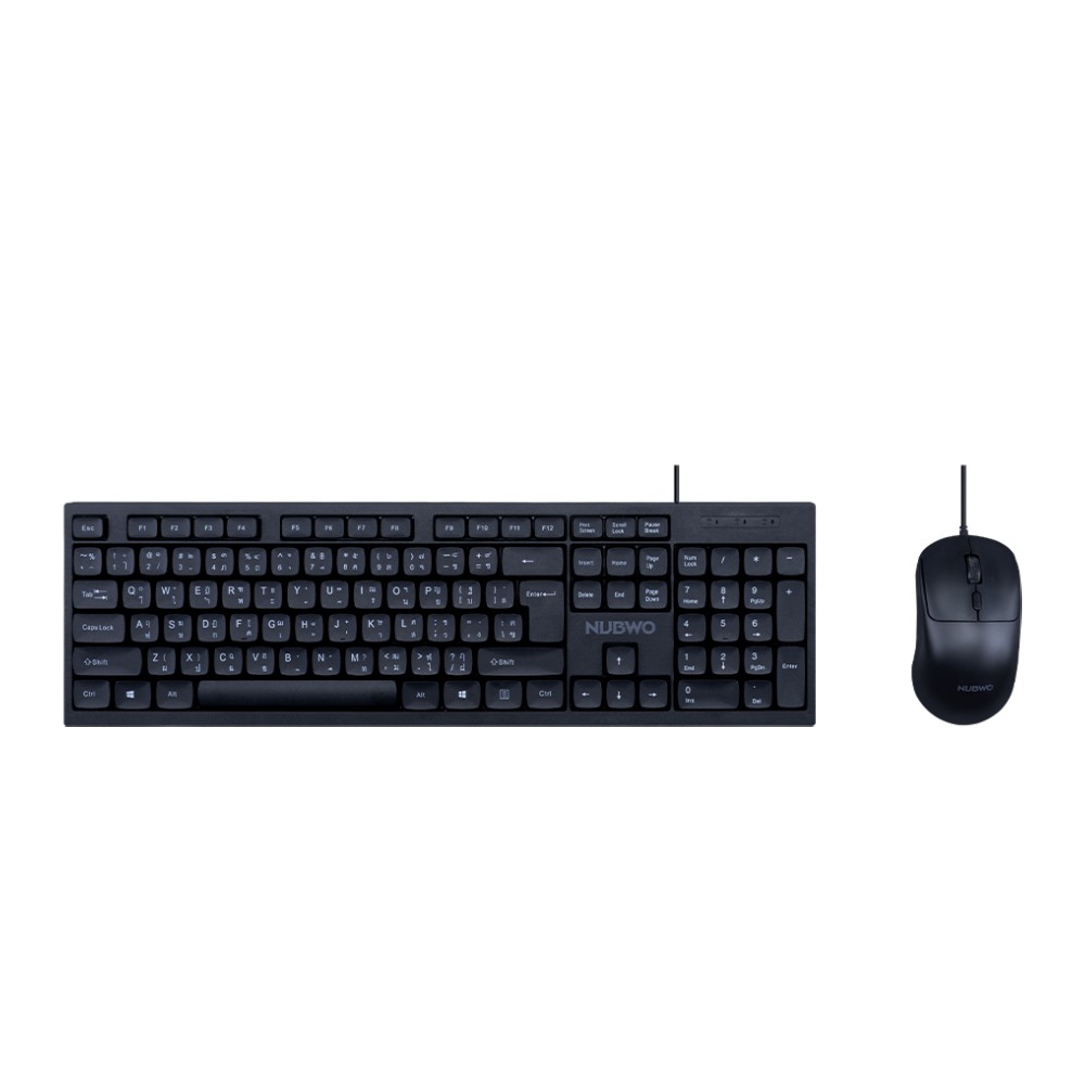 เมาส์และคีย์บอร์ด NUBWO Wired Combo Set NKM646 (TH/EN) Black