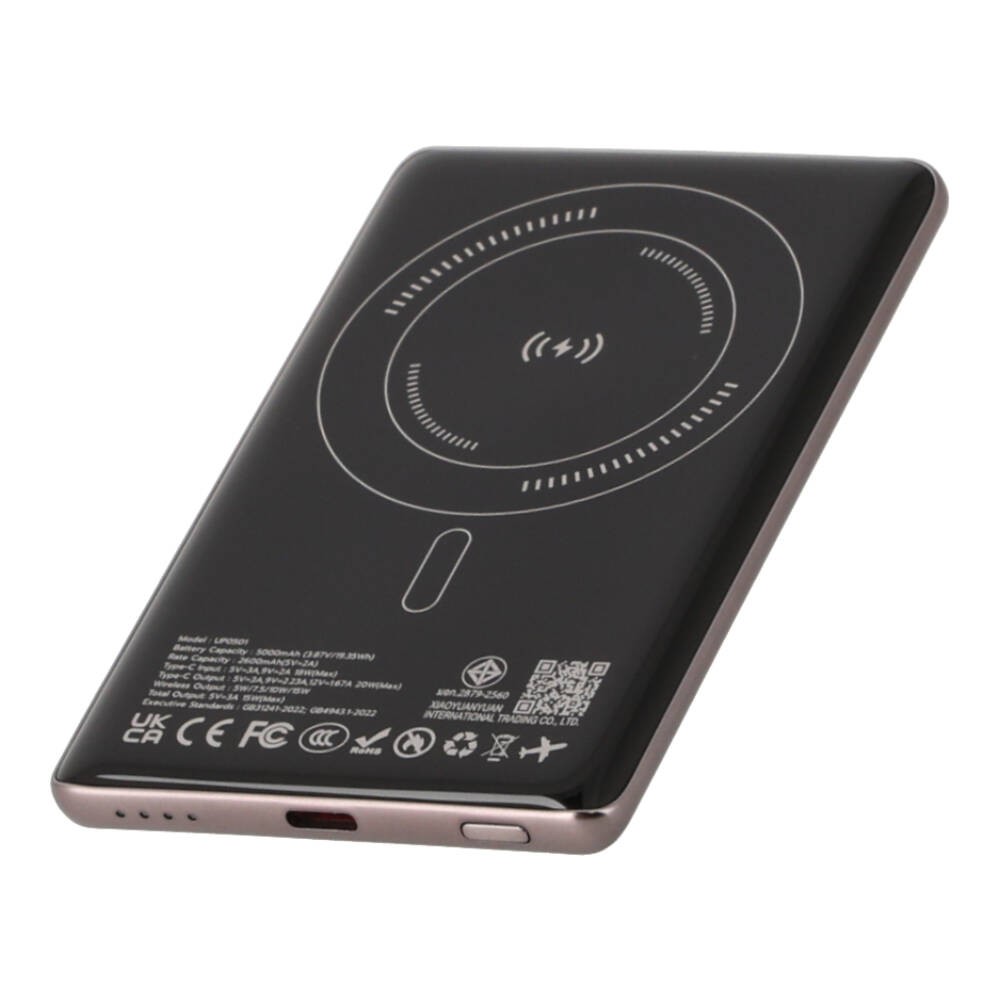 พาวเวอร์แบงค์ TECHPRO 5000 mAh Super Slim Magnet Wireless/Type-C (CCC) Black