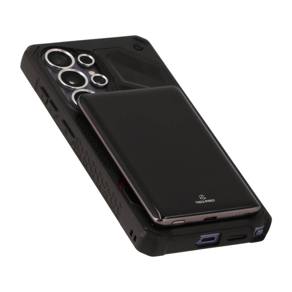 พาวเวอร์แบงค์ TECHPRO 5000 mAh Super Slim Magnet Wireless/Type-C (CCC) Black