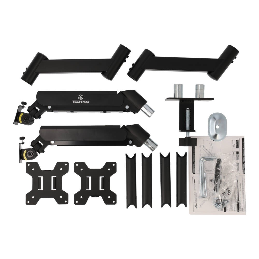 แขนจับจอมอนิเตอร์ TECHPRO Ergonomic Dual Monitor Arm Black (MA28-24)