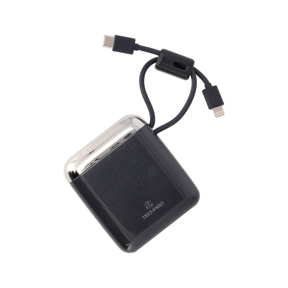 พาวเวอร์แบงค์ TECHPRO 10000 mAh Built-In Cable 22.5W UP1001 (CCC) Navy Blue