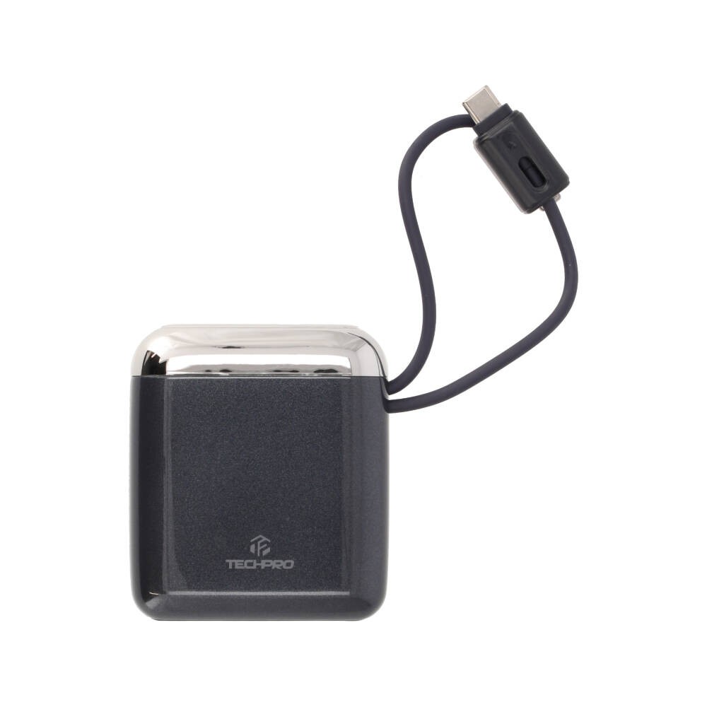 พาวเวอร์แบงค์ TECHPRO 10000 mAh Built-In Cable 22.5W UP1001 (CCC) Navy Blue