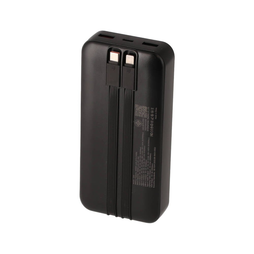 พาวเวอร์แบงค์ TECHPRO 20,000 mAh Built in Cable 22.5W C20 (CCC) Black