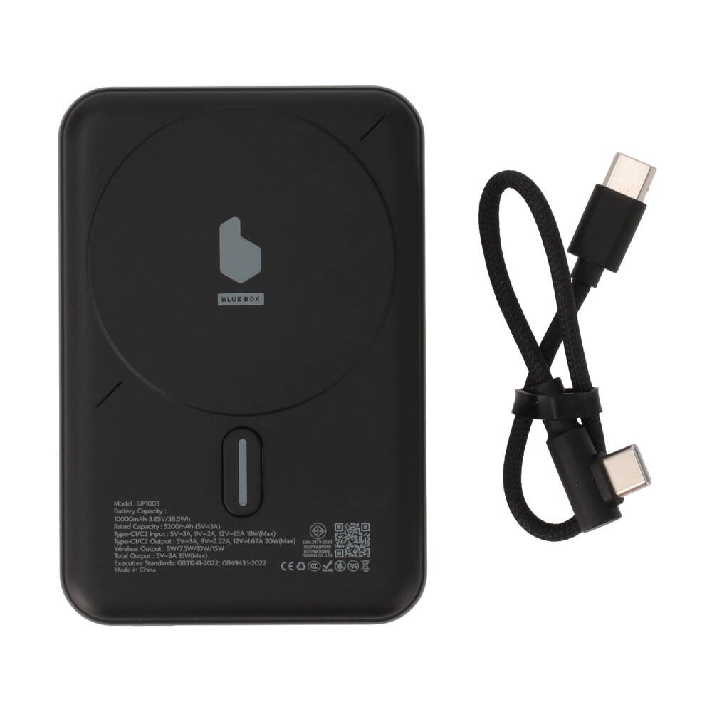 พาวเวอร์แบงค์ Blue Box Wireless Charging 10,000 mAh with Fast Charge 22.5W UP1003 (CCC) Black
