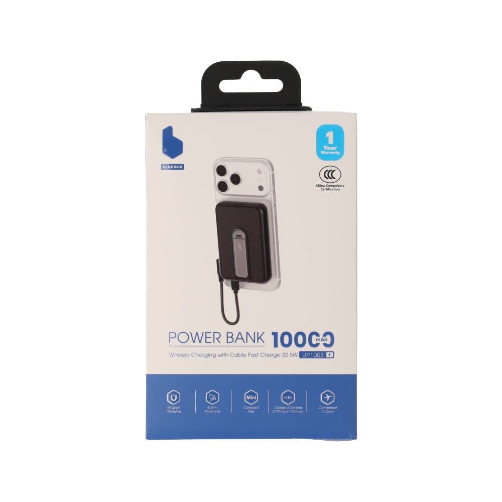 พาวเวอร์แบงค์ Blue Box Wireless Charging 10,000 mAh with Fast Charge 22.5W UP1003 (CCC) Black