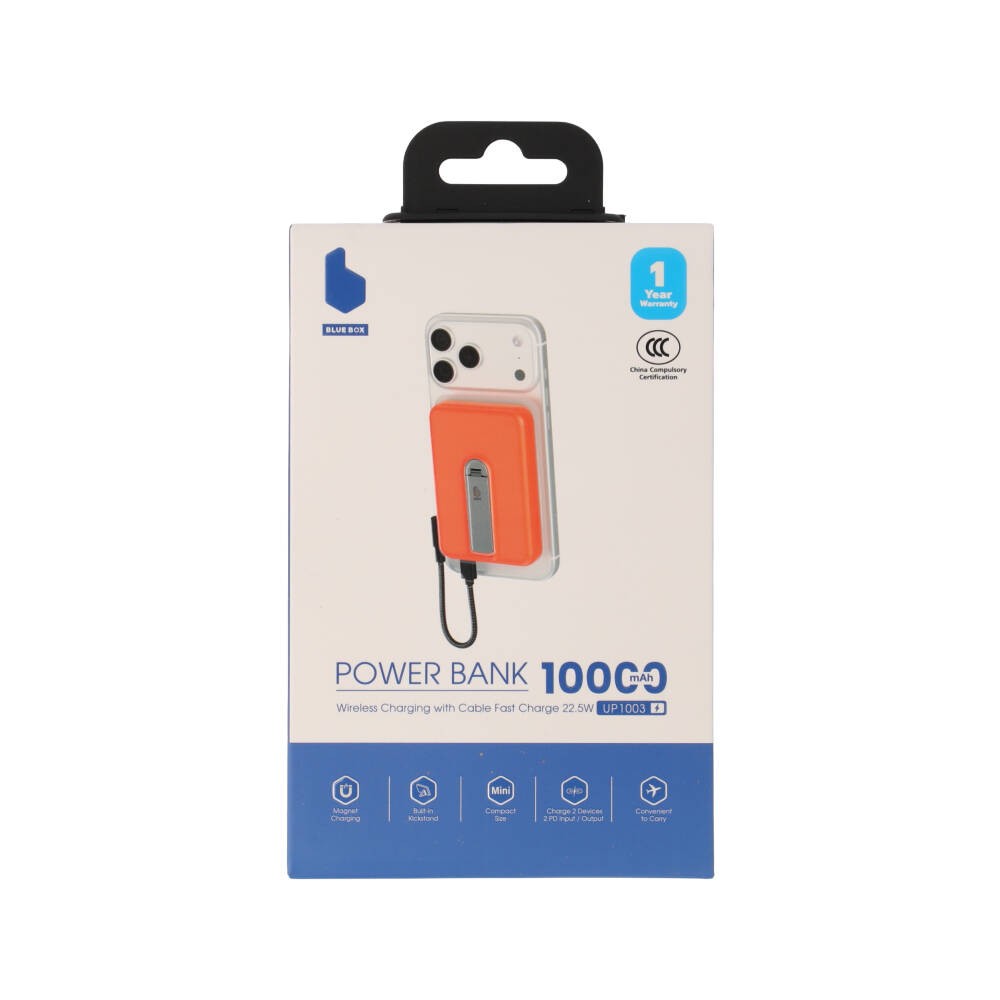 พาวเวอร์แบงค์ Blue Box Wireless Charging 10,000 mAh with Fast Charge 22.5W UP1003 (CCC) Orange