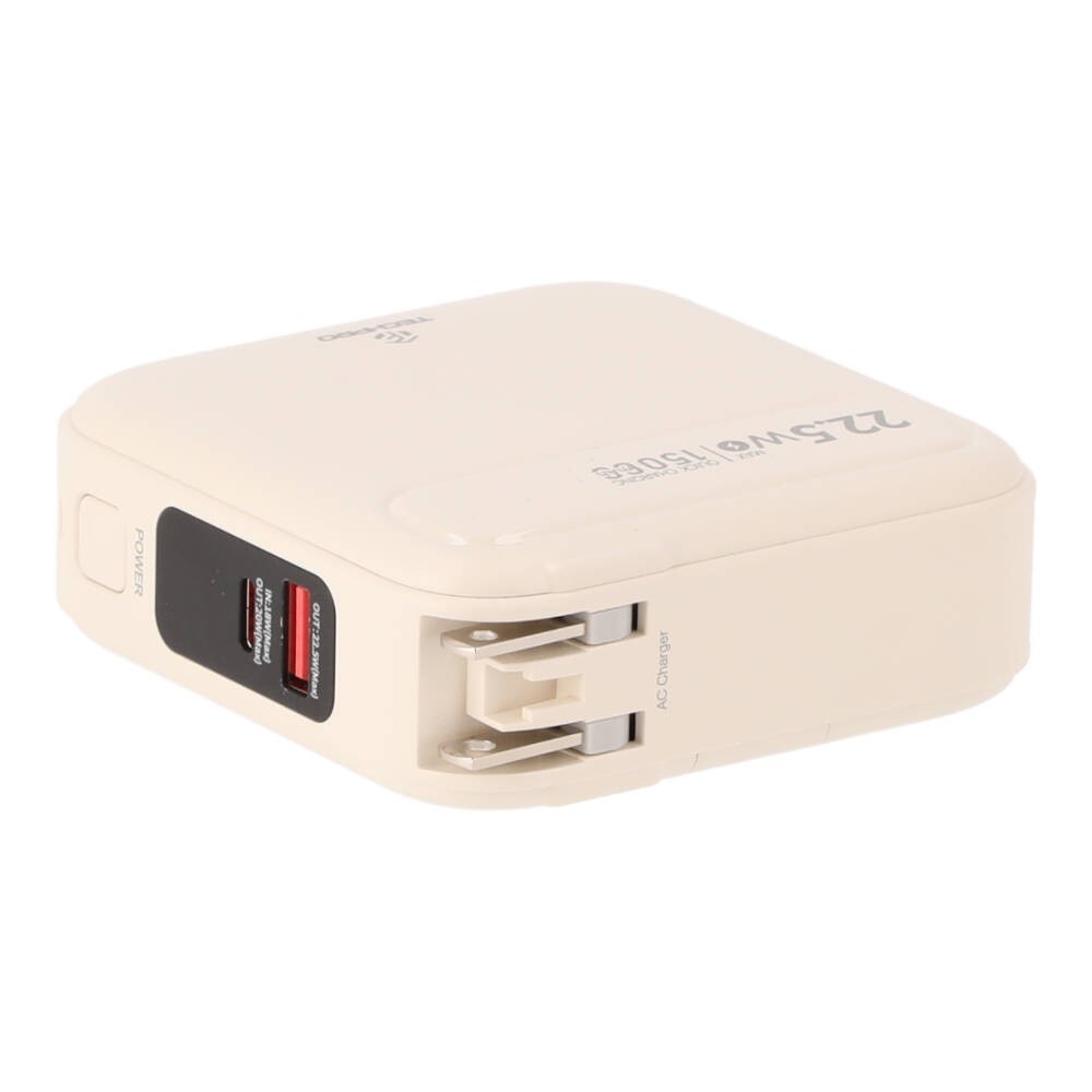 พาวเวอร์แบงค์ TECHPRO 15,000 mAh Built-In Cable 3-in-1 22.5W UP1501 (CCC) Cream