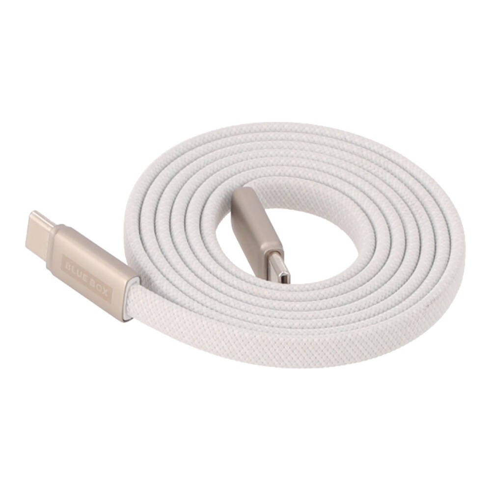 สายชาร์จ Blue Box USB-C to USB-C Cable 60W 1M. Mag Flat White (BB-C11)
