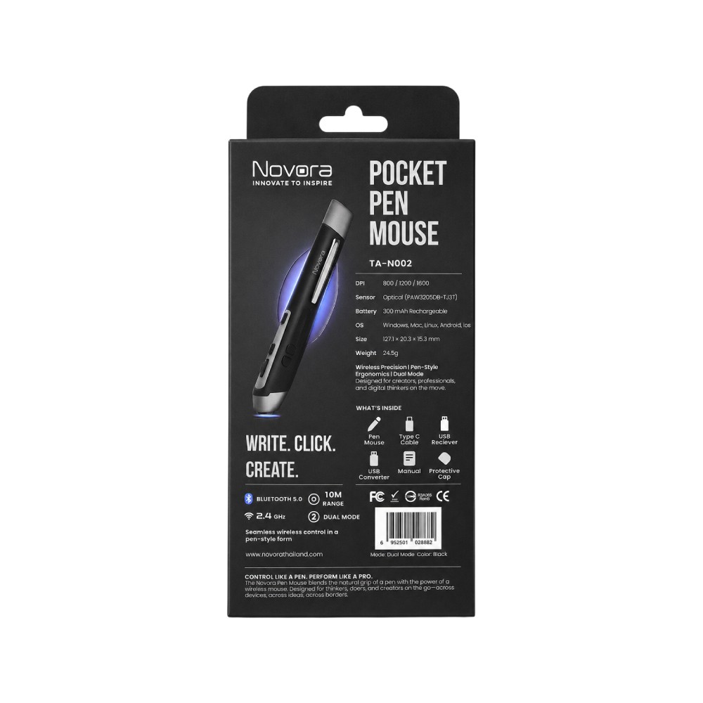 เมาส์ปากกาไร้สาย NOVORA Pen Mouse Gray