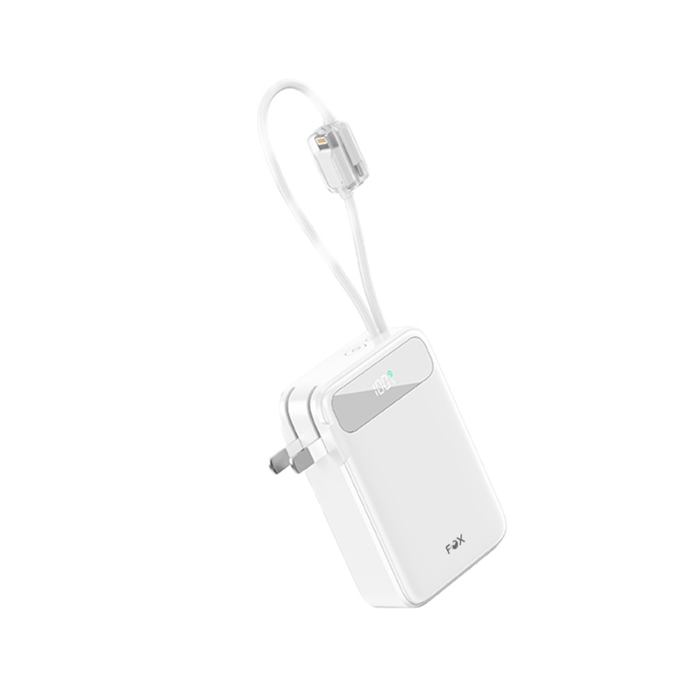 พาวเวอร์แบงค์ FOX 10,000 mAh 22.5.W 1xType-C LED Display 2-in-1 Cable UP1007 (CCC) White