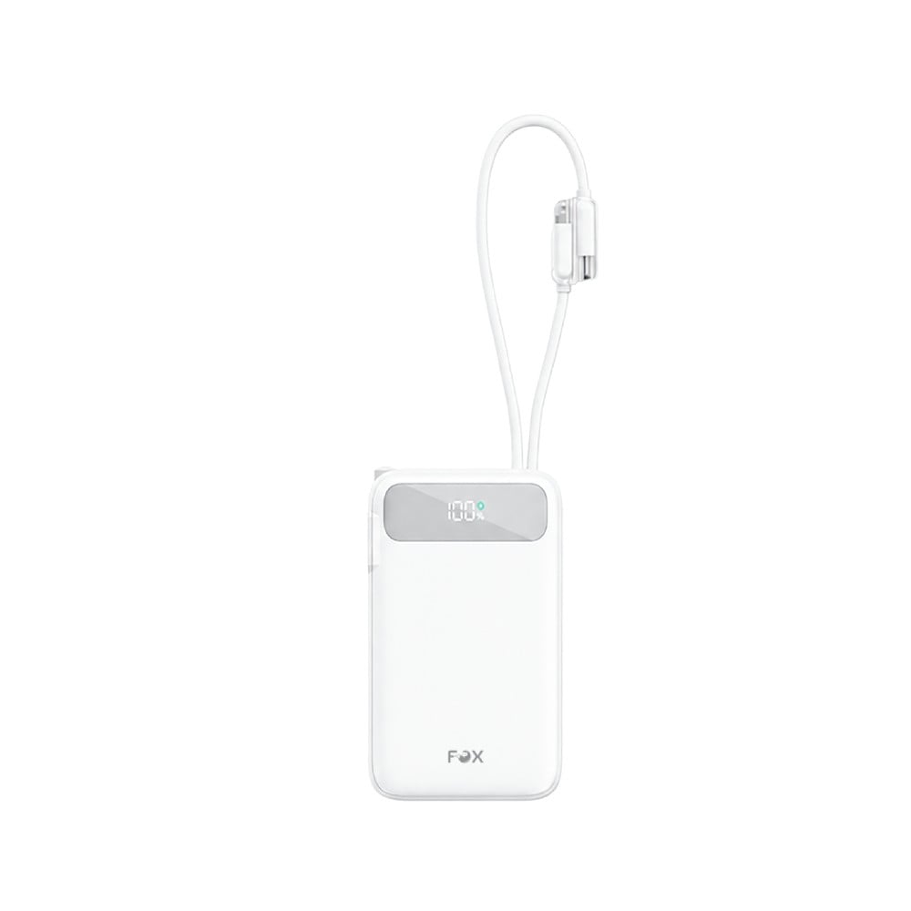 พาวเวอร์แบงค์ FOX 20,000 mAh 22.5.W 1xType-C LED Display 2-in-1 Cable 208A1 (CCC) White