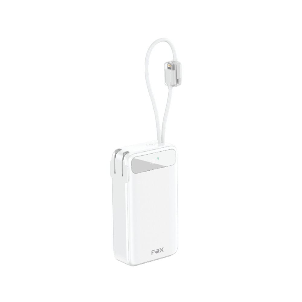 พาวเวอร์แบงค์ FOX 20,000 mAh 22.5.W 1xType-C LED Display 2-in-1 Cable 208A1 (CCC) White
