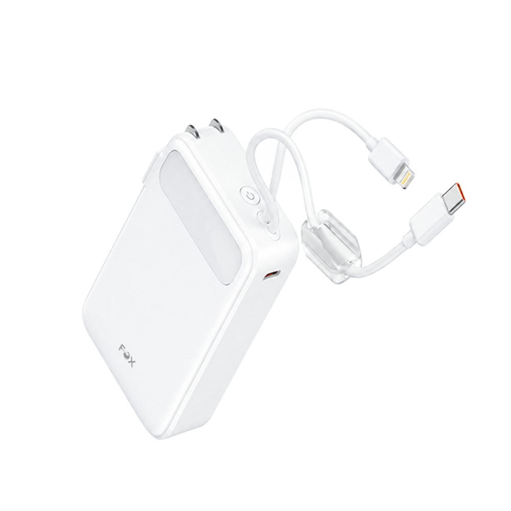 พาวเวอร์แบงค์ FOX 20,000 mAh 22.5.W 1xType-C LED Display 2-in-1 Cable 208A1 (CCC) White