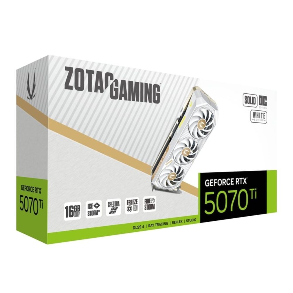 การ์ดจอ ZOTAC GAMING GeForce RTX 5070 Ti SOLID CORE OC White Edition 16GB GDDR7 256-bit