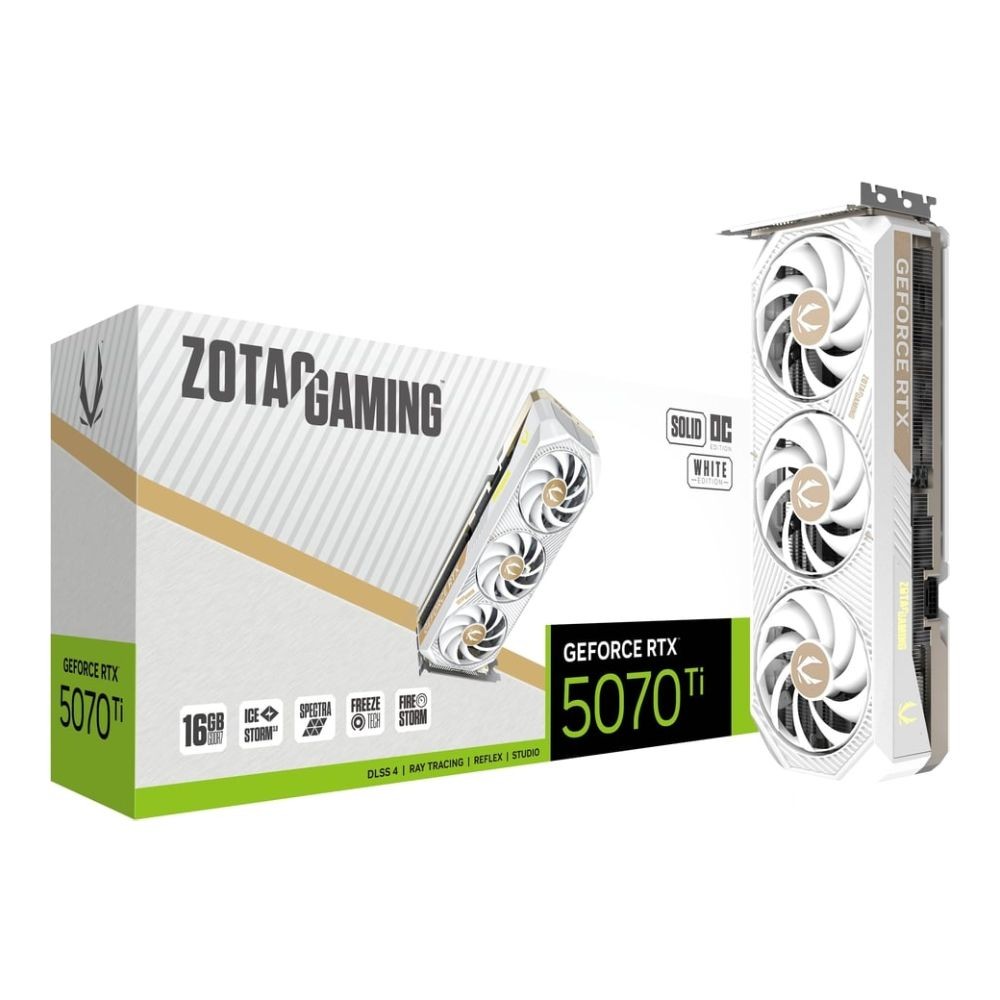 การ์ดจอ ZOTAC GAMING GeForce RTX 5070 Ti SOLID CORE OC White Edition 16GB GDDR7 256-bit