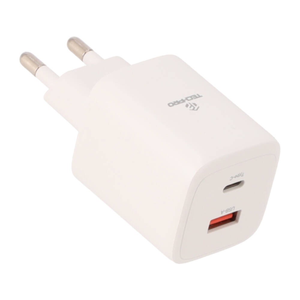 อะแดปเตอร์ TECHPRO Wall USB Charger 1 USB-C (PD45W) + USB-C to USB-A AG-401 White