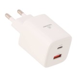 อะแดปเตอร์ TECHPRO Wall USB Charger 1 USB-C (PD45W) + USB-C to USB-A AG-401 White
