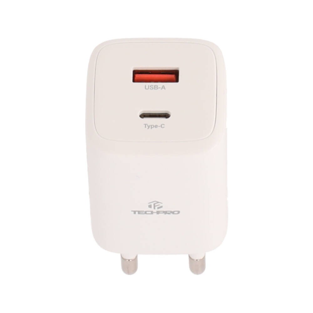 อะแดปเตอร์ TECHPRO Wall USB Charger 1 USB-C (PD45W) + USB-C to USB-A AG-401 White