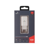 อะแดปเตอร์ TECHPRO Wall USB Charger 1 USB-C (PD45W) + USB-C to USB-A AG-401 White