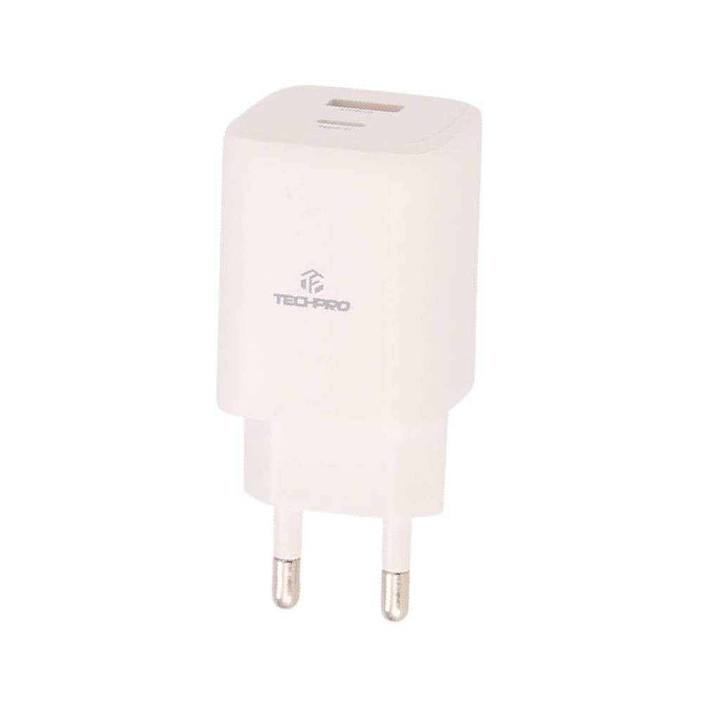 อะแดปเตอร์ TECHPRO Wall USB Charger 1 USB-C (PD45W) + USB-C to USB-A AG-401 White