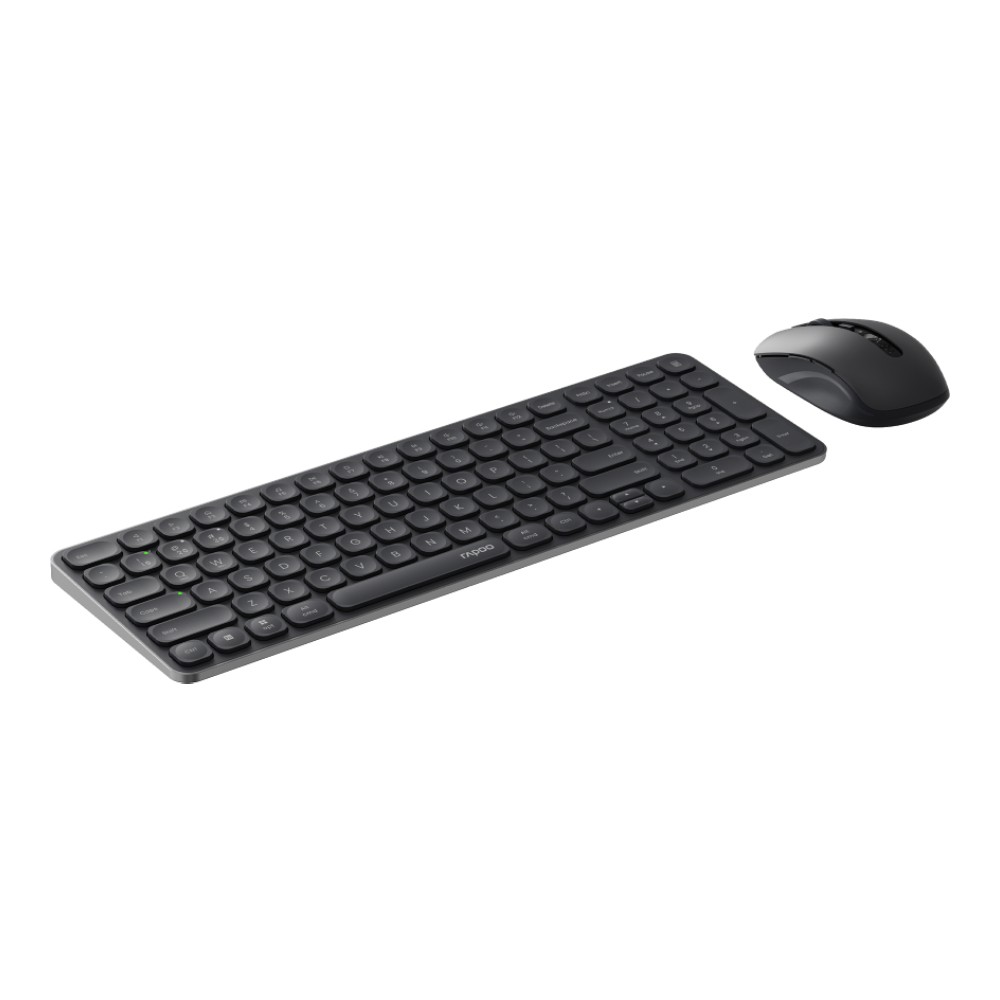 เมาส์และคีย์บอร์ด Rapoo Wireless Mouse + Keyboard 9350S Multi-mode Dark Gray