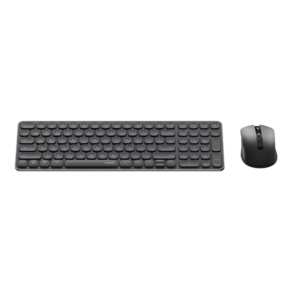 เมาส์และคีย์บอร์ด Rapoo Wireless Mouse + Keyboard 9350S Multi-mode Dark Gray