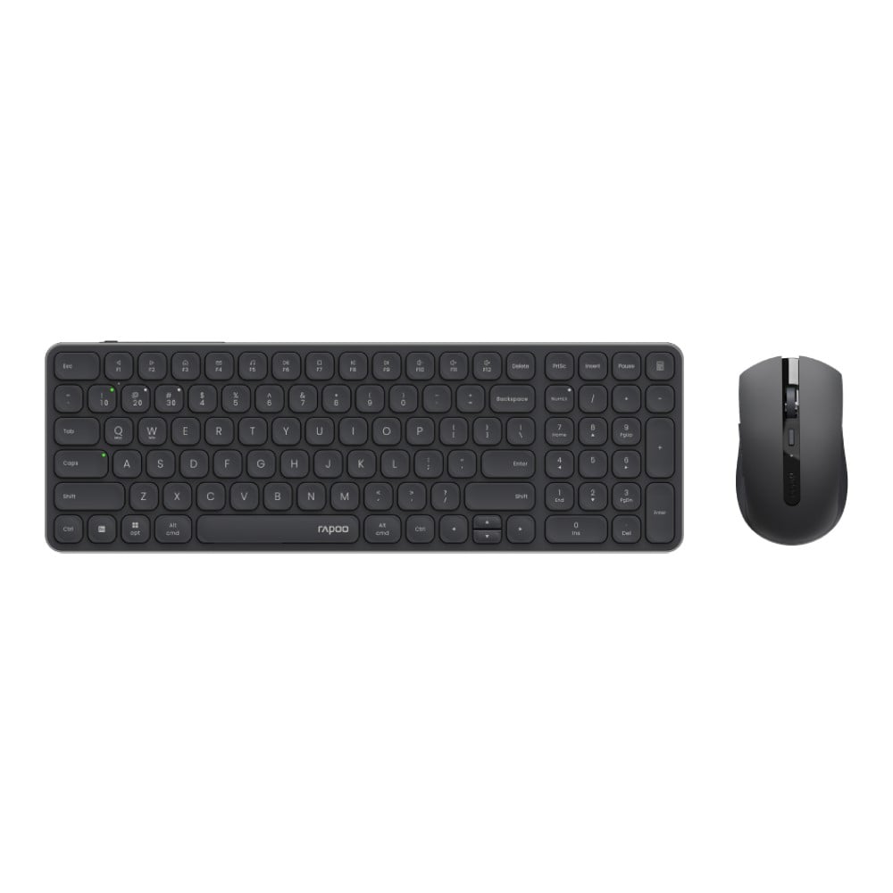 เมาส์และคีย์บอร์ด Rapoo Wireless Mouse + Keyboard 9350S Multi-mode Dark Gray
