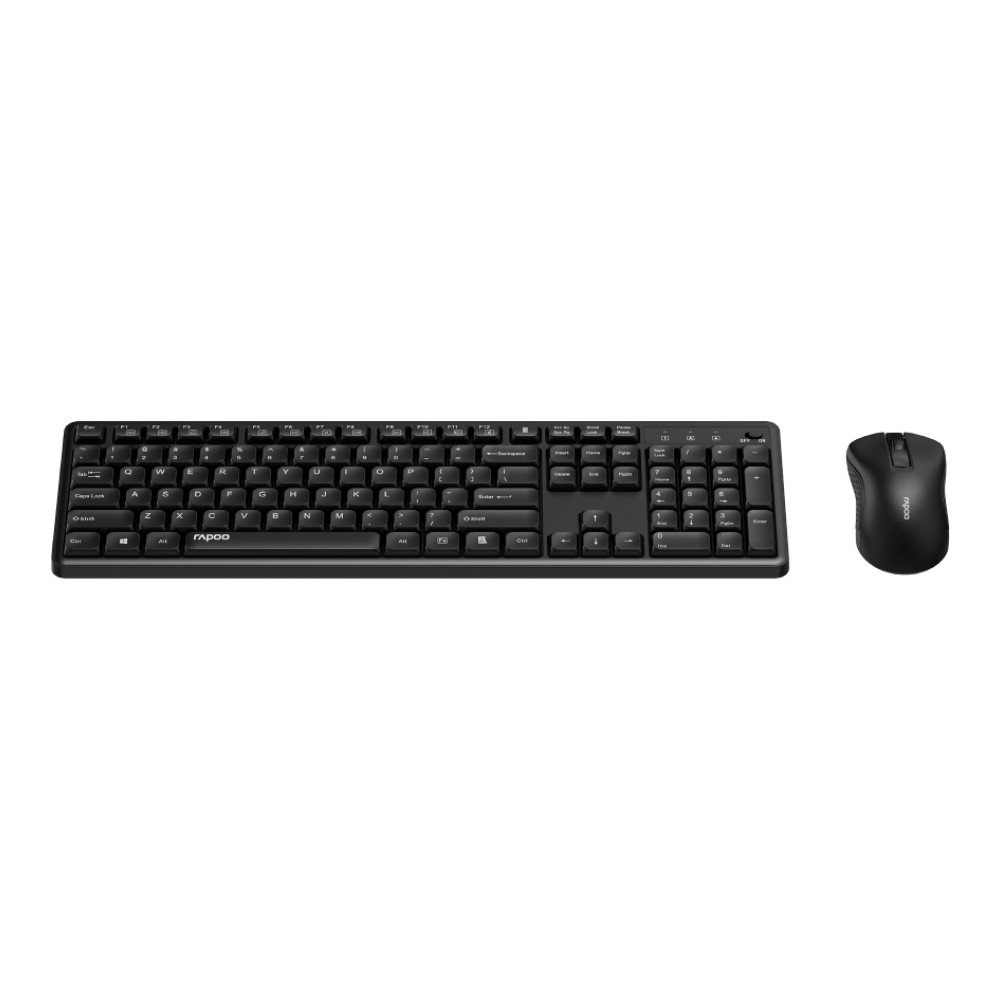 เมาส์และคีย์บอร์ด Rapoo Wireless Mouse + Keyboard X2100 Silent Optical Combo Black