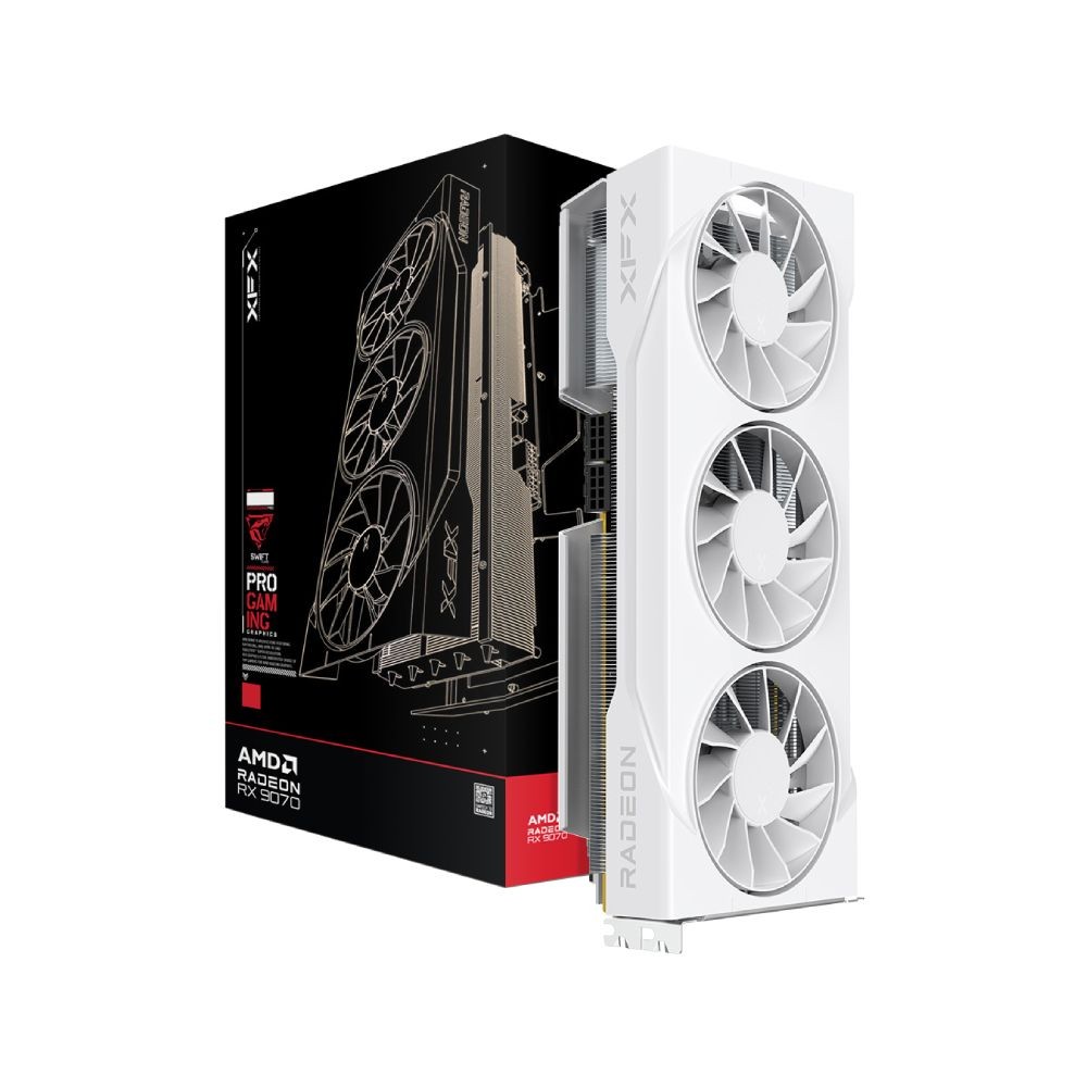 การ์ดจอ XFX Swift AMD Radeon RX 9070GRE White Triple Fan Gaming Edition with 12GB GDDR6