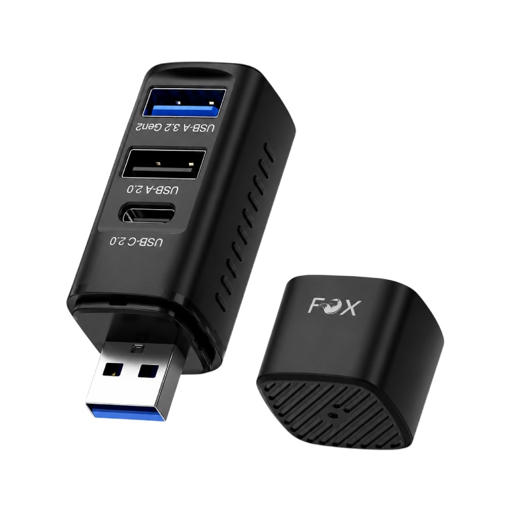 FOX PocketHub USB-A 3-Port Hub 10Gbps (G-H719) Black