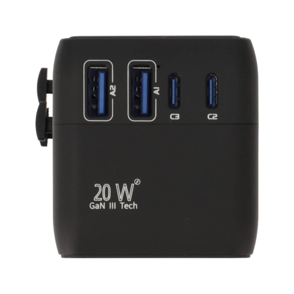 หัวแปลงปลั๊กไฟ FOX Universal Travel Adapter 20W Black