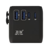 หัวแปลงปลั๊กไฟ FOX Universal Travel Adapter 20W Black