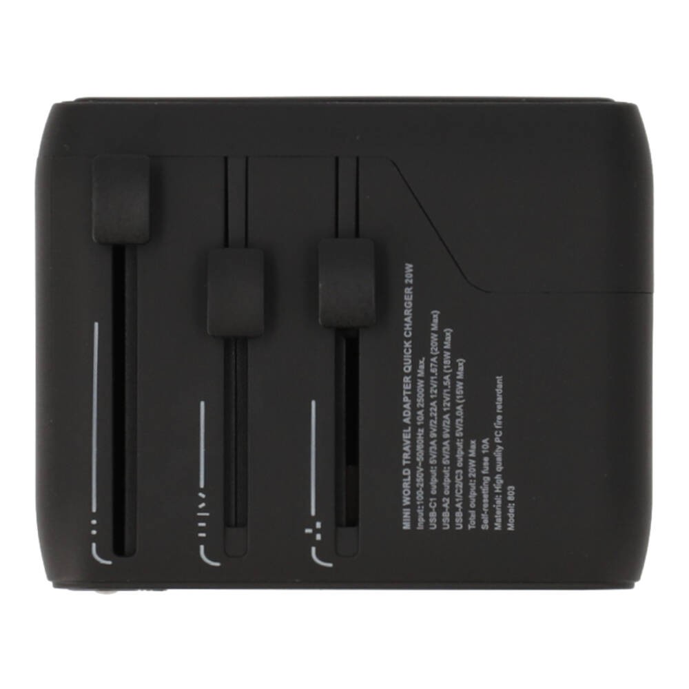 หัวแปลงปลั๊กไฟ FOX Universal Travel Adapter 20W Black