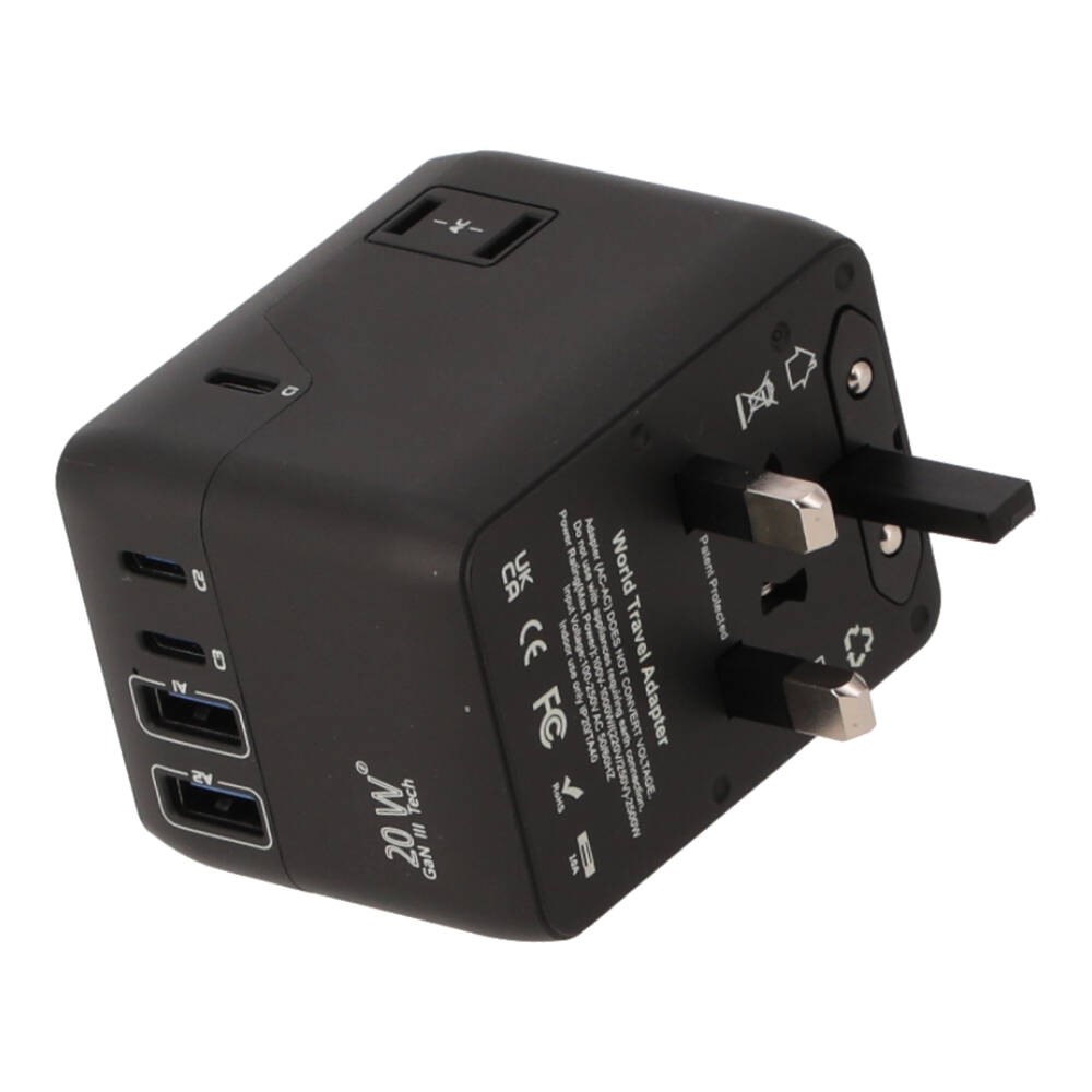 หัวแปลงปลั๊กไฟ FOX Universal Travel Adapter 20W Black